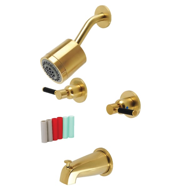 Tub and Shower Faucet, Brushed Brass, Wall Mount